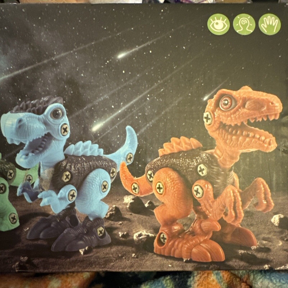 DIY Free To Fly TWO Take Apart Dinosaurs (Brn & Blue) Interactive STEM 2pc Set
